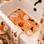 Cute Halloween bathroom ideas for kids with a festive Halloween bath mat