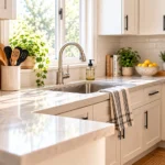 Bright kitchen with organized countertops and clear workspace