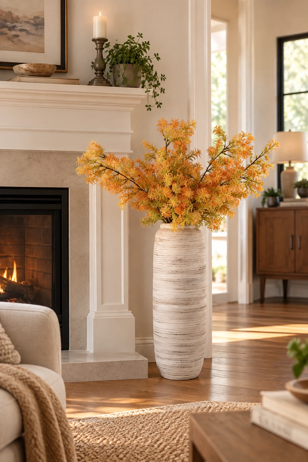 Modern vase decor styled in a cozy contemporary home